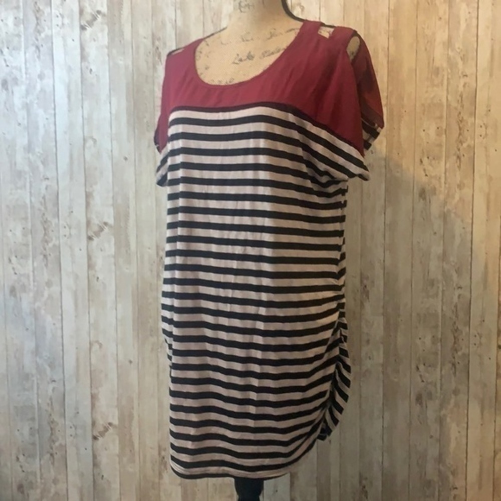 Siren Lily Striped Maternity Cold Shoulder Top